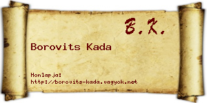 Borovits Kada névjegykártya